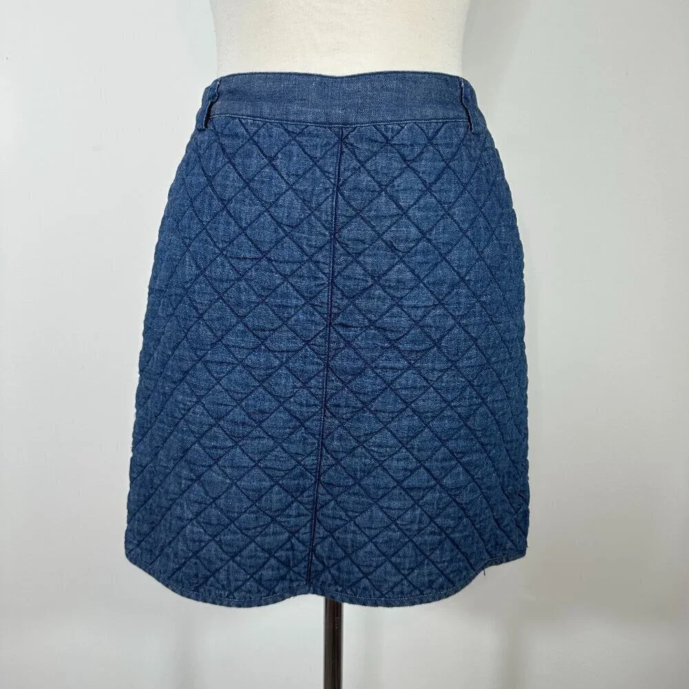 BROOKS BROTHERS Red Fleece Womens' Blue Denim Quilted Mini Skirt Size 6